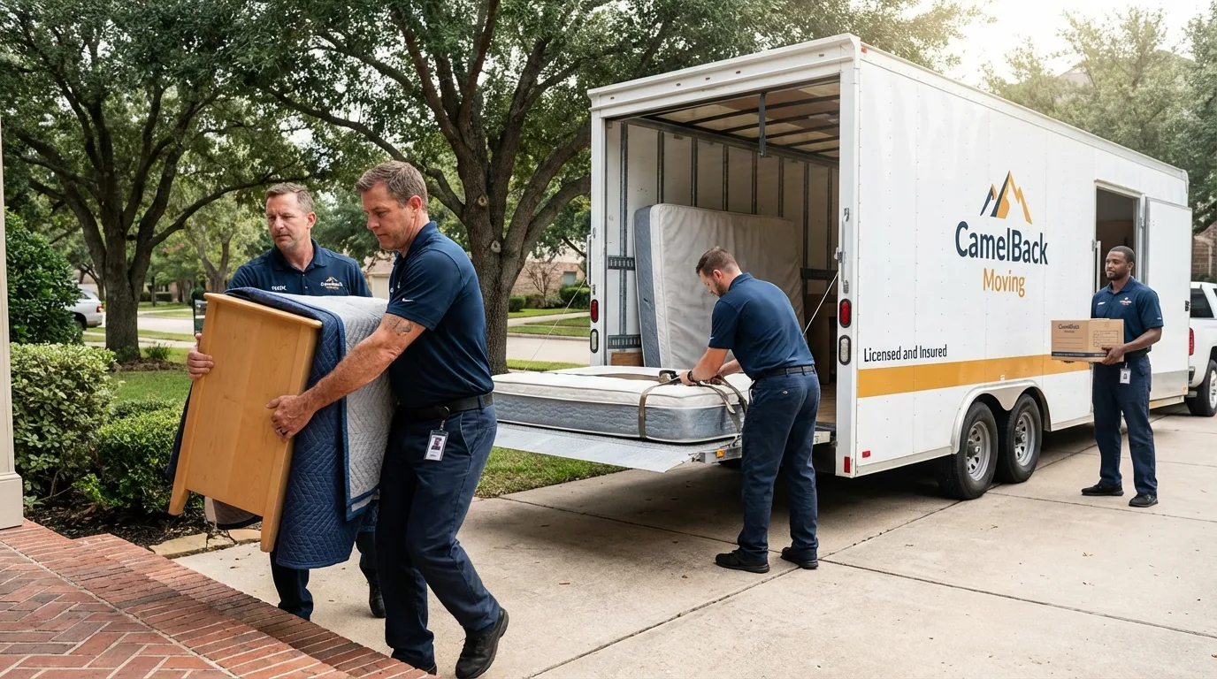 Crew loading residential truck for cross-state move from Bedford Hills, NY