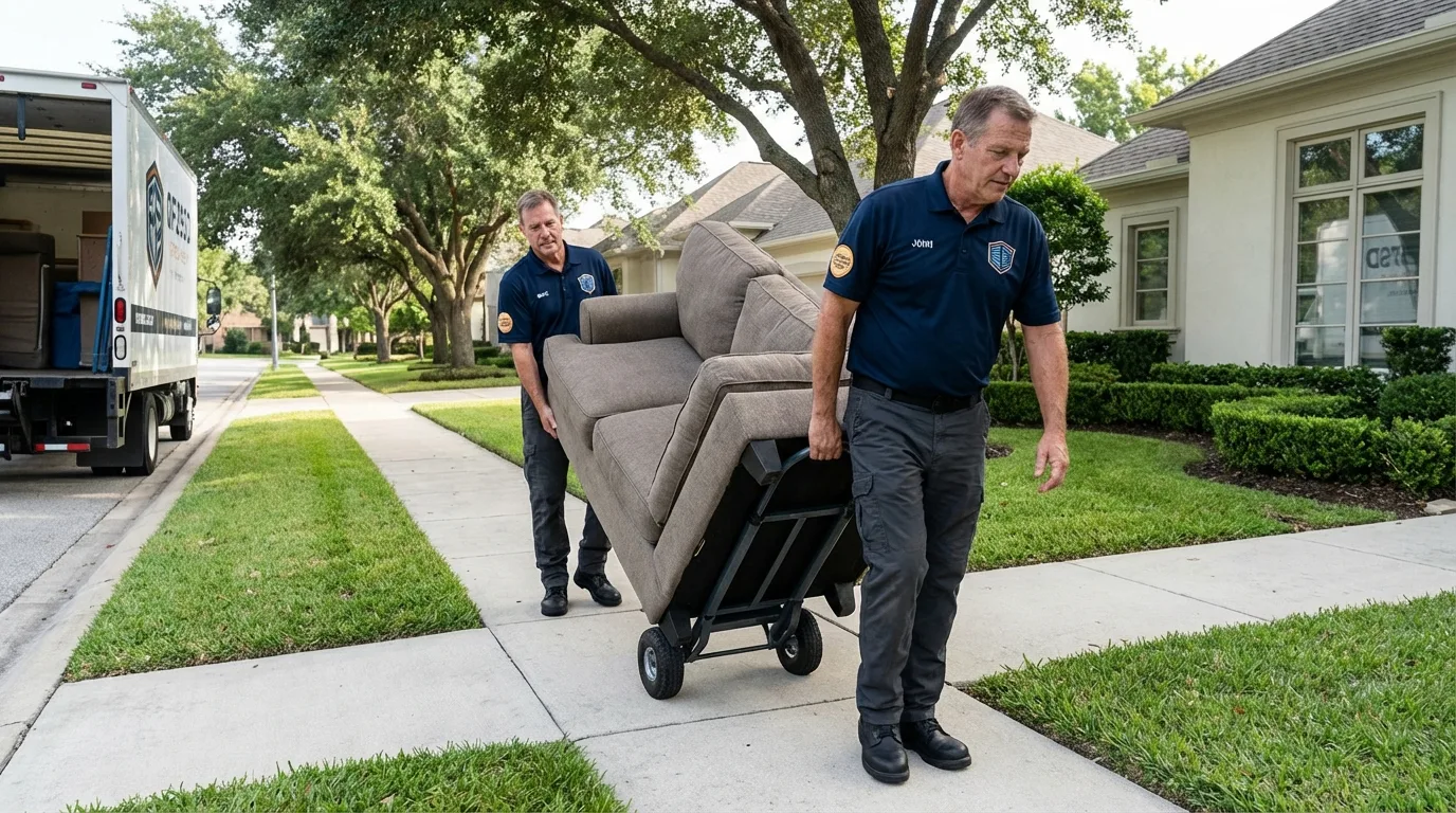 Local residential moving crew loading furniture in Bedford Hills, NY